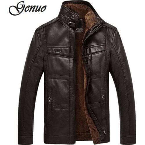 Leather Jacket Men Coats 5XL Brand High Quality PU Outerwear Men Business Winter Faux Fur Male Jacket Fleece