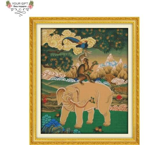 Joy Sunday D616 Free Shipping 14CT 11CT Stamped and Counted Home Decoration The Four Lucky Animal Needlepoint Cross Stitch Kits