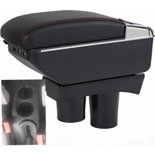 For Citroen C2 C3 armrest box USB Charging heighten Double layer central Store content cup holder ashtray accessories