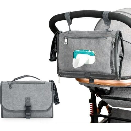 Portable Waterproof Diaper Changing Pad Multifunctional Baby Stroller Bag Folding Changing Pad Detachable Changing Mat For Baby