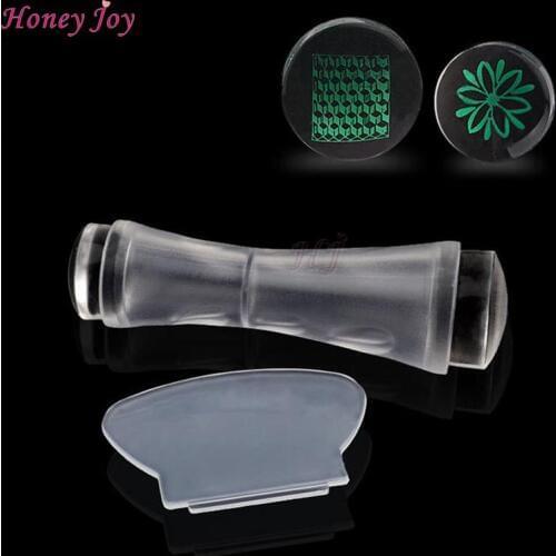 Clear Silicone Double Side Nail Stamper Scraper Set Nail Art Image Print Stamp Stamping DIY Polish Design Manicure Tools