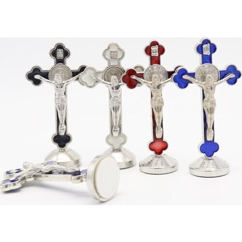 HeyMamba Church Relics Crucifix Jesus Christ On The Stand Cross Wall Crucifix Antique Home Chapel Decoration Figurines