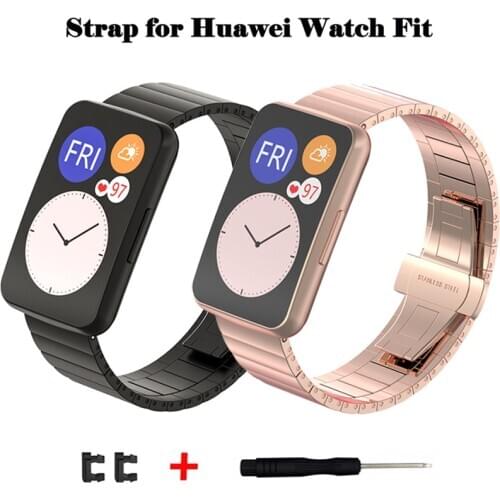 For Huawei Watch Fit Watch Strap Stainless Steel Metal Wristband Watchband High Quality Band for Huawei Fit Smart Watch