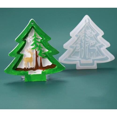 Christmas Tree Silicone Mold Resin Tag DIY Crystal Epoxy Resin Mold Xmas Santa Star Shape Resin Mold