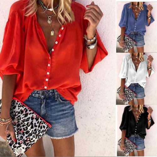 Spring Summer Shirt Women Blouse Solid Color Long Sleeve Button Up Shirts Ladies Tops Casual Red Black Fall Blouses Blusas