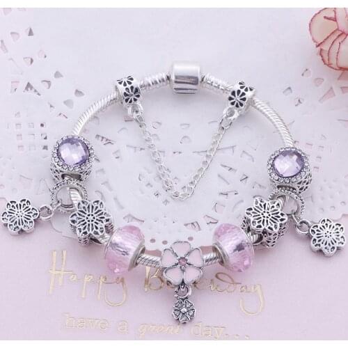 Best Selling Jewelry DIY Pink&Red&Purple Crystal Bracelet for Women Korean Pearl Gift Jewelry for Valentines Day