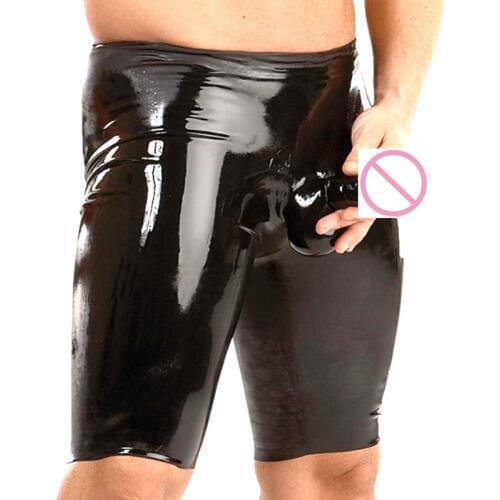 Sexy Men PU Faux Leather U Convex Shorts Lingerie Gay Latex Shorts Penis Pouch Gay Wear Fetish m,l,xl,xxl
