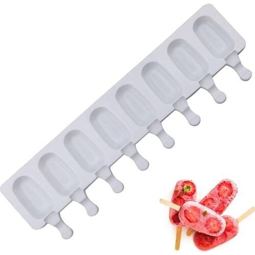 8 Hole Silicone Ice Cream Mould Ice Cube Tray Reusable DIY Classic Shape Ice Cream Popsicle Ice Pop Maker Cakesicle Mould