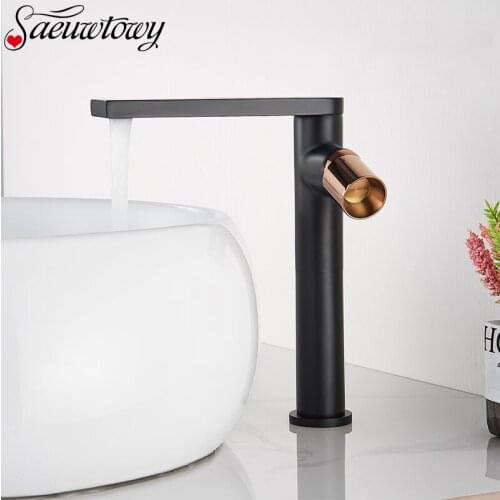 Bathroom Tap Black / Rose Gold Washbasin Faucet Installed On The Sink Hot And Cold Water Mixing Basin Faucet Basin Taps