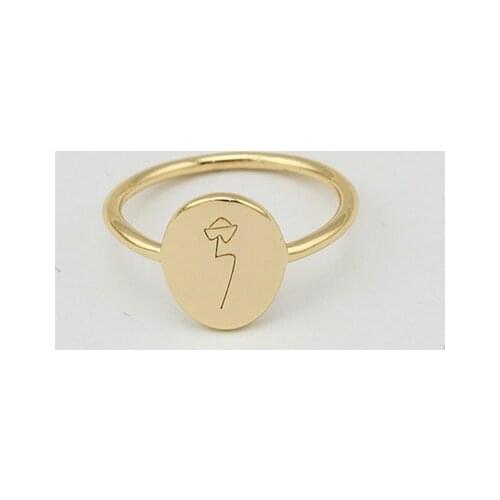 Stylish Oval Engraved Women Rings Wholesale Gold Plated Engagement Ring Custom Ring