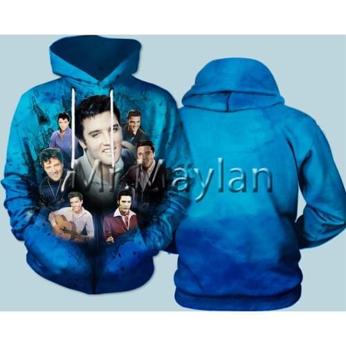 The King Elvis Presley 3D Hoodies Men/women Hipster Fans Streetwear Outfit Spring Boy Hiphop Hood Sweatshirts Tops Clothes WR86