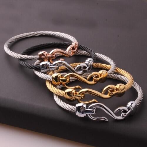 Three-Color Titanium Steel Bracelet Hooks Fashion Jewelry Infinity Love Charm Bracelets Bangles For Women