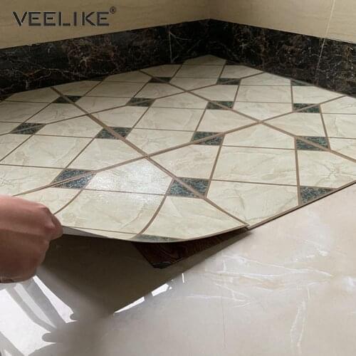 Waterproof Floor Sticker Living Room Bathroom Decoration Thicken Square Tile Wallpaper Ground Renovation Wear-resistant Flooring