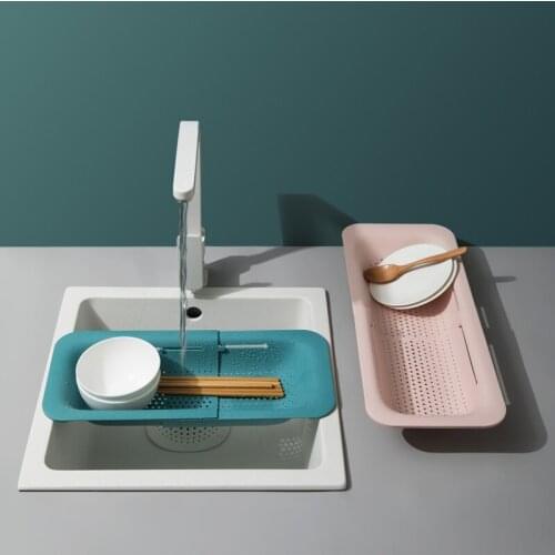 Retractable Drain Bowl Rack House Sink Dishwashing Basin Drain Basket Plastic Fruit Storage Basket Kitchen Sink Rack