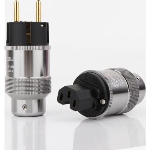 Pair Hi-End Krell Gold Plated EU Power Plug IEC Audio Connector HiFi AC Power Cord Plugs For Audiophile DIY Mains Cable