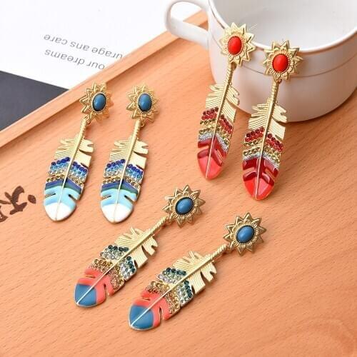Ztech New Bohemia Vintage Leaves Earrings For Women Girls Long Drop Dangle Earrings Female Fashion Jewelry Accessories Brincos