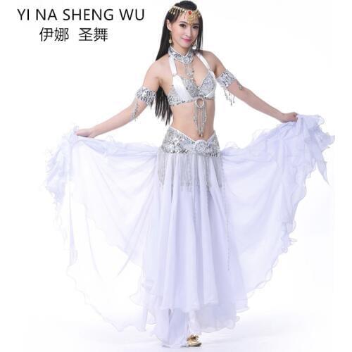 Adult womem Professional Belly Dance Costume 2/3pcs set Bra Belt Long Skirt chiffon for lady bellydance Oriental Dance dancewear