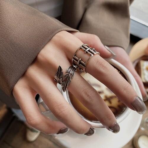 VENTFILLE 925 Sterling Silver Retro Punk Style Simple Niche Design Ring