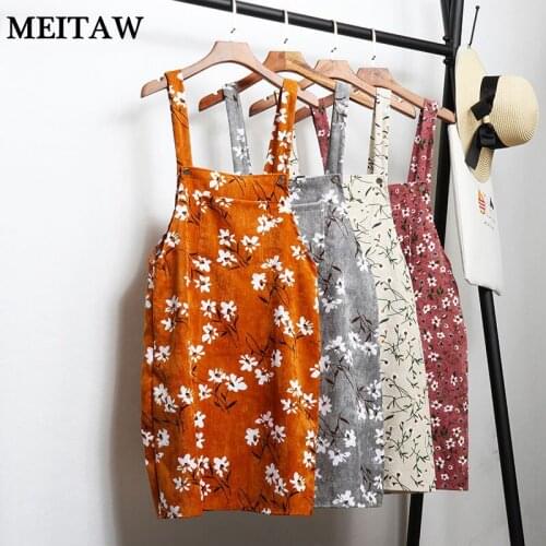 Spring Summer Women Corduroy Dress 2020 Casual Floral Print A Line Party Dresses Female Vintage Dress Vestidos