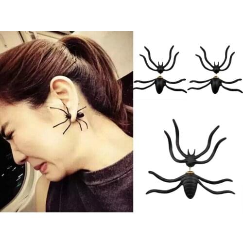 10 Pair Vintage Black Spider Stud Earring For Women Girls Punk Unisex Funny Peculiar Exaggeration Earrings 2021 Trendy Jewelry