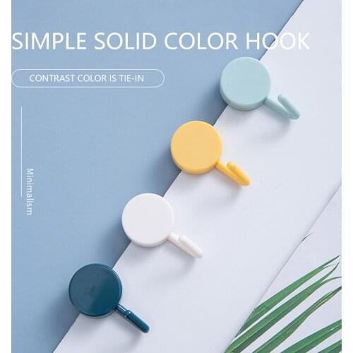 10Pcs Drill Free Self-adhesive Nordic Style Solid Color Door Without Nail Trace Hook Clothes Key Wall Hanging Home Kitchen Racks