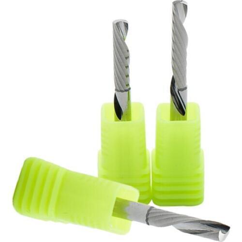 10pcs SHK 3.175mm AAA Left Spiral milling cutter down cut one Flute router bit CNC end mill carbide milling cutter