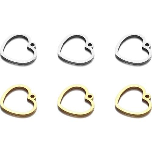 11mm Hollow Small Heart Love Pendant Stainless Steel Peach Hearts Bracelet Necklace Earring DIY Jewelry Accessories