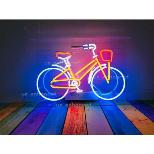 14"x8" Bike Bicycle Open Acrylic Custom Neon Light Lamp Sign Beer Bar Handmade Real Glass Decorate Home Wall Room Decor Club E