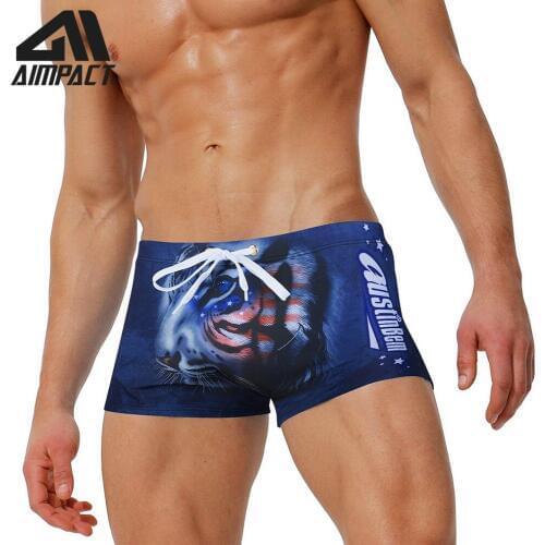 2019 New Fashion Swim Trunks for Men Print Beachwear Shorts New Sexy Square Leg Swimwears Summer Pool Bathsuit By Aimpact AM8106