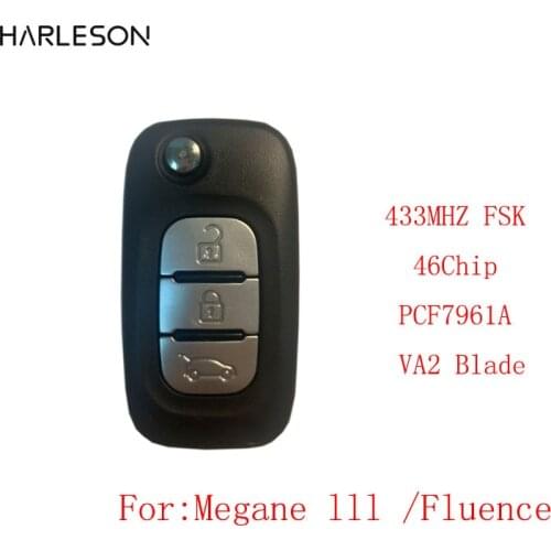 3 Buttons 433MHz PCF7961A Chip VA2 Blade Filp Remote Car Key Fob For Renault Fluence Megane III Auto Accessories Replacement