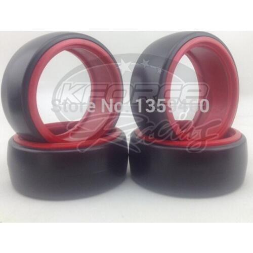 4pcs RC Hard Double Color Drift Tires Tyre(Red) fits for 1:10 Drift Car 1/10 Drift Tire