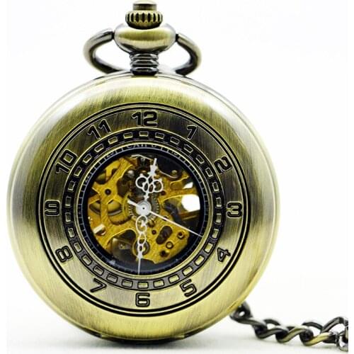 5Pcs/lot Exquisite Pattern Steampunk Men and Women Hollow Mechanical Pocket Watch PJX1120