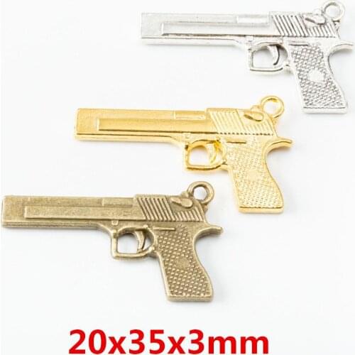 50pcs 20*35MM Antique silver color bronze gold Revolver pistol gun charms pendant for bracelet earring necklace diy jewelry