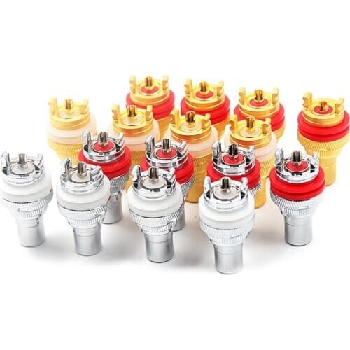 8Pcs CMC Copper RCA Female Terminal Plug Jack Socket AV Audio Video Connector High Quality