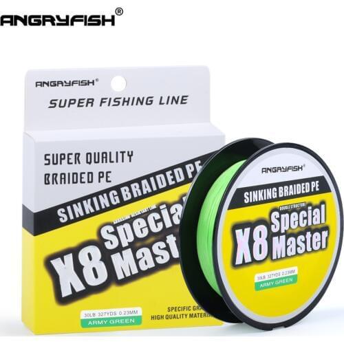 Angryfish 8x 300M Sinking Braided Line Double Structre Smooth Strong tension Braided PE 20-80LB
