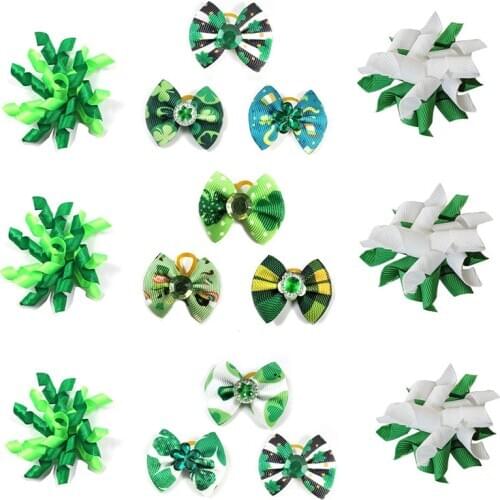 50/100pcs St. Patricks Day Dog Bows Pets Dogs Accessories Small Dog Hair Bows Dogs Grooming Bows Dog Supplies for Small Dogs