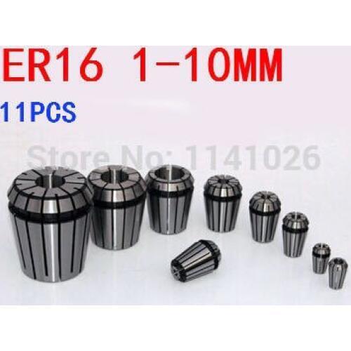 Free shipping full set (1-10mm) 11pcs standard ER16 collet set for milling lathe tool,spindle motor