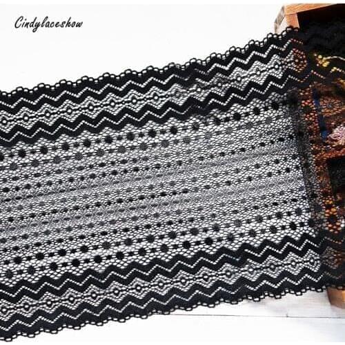 1Yard Elastic Lace Trims Black Underwear Womens Bra Stretch Lace Fabrics Decorative Clothing Sewing Accessories DIY 19cm Width
