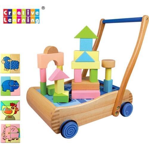Walkers Activity Gear Wooden baby walker kids toys Four-in-one blocks cart chodzik andador para bebe loopstoel trotteur bebe new