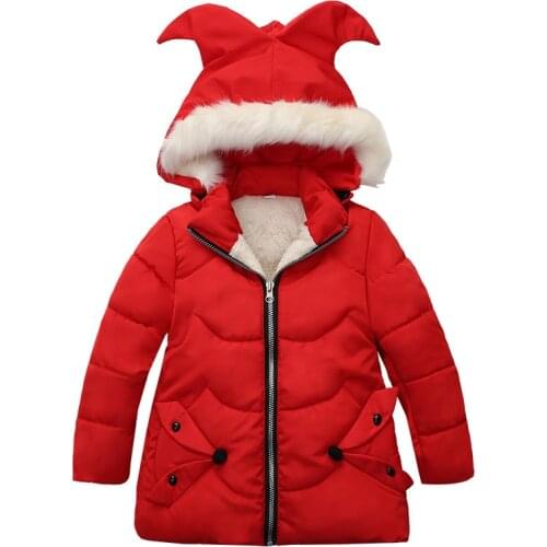 Baby Winter Jacket Fur Collar Cotton Jackets Kids Hooded Outerwears Children Zipper Overcoat Clothes Girls Thick Warm Coat