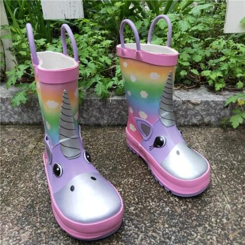 New Children Kids Rain Boots Boy Girl Rubber Boots Waterproof Children Shoes Cartoon Printed Fashion Non-slip Baby Water Shoe