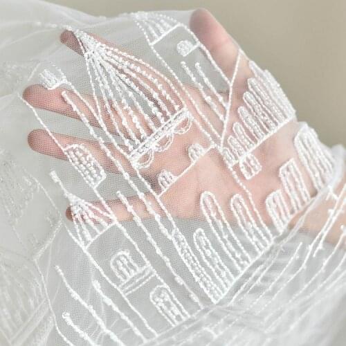 1 Yard New Small town fireworks Lace Fabric Edge Embroidery Flower Wedding Dress DIY Accessories Sewing