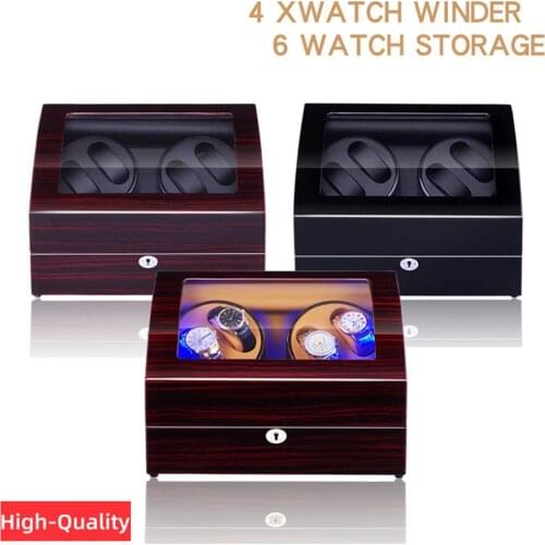 Light Watch Winder for Automatic Watches New Version 4+6 Wooden Watch Accessories Box Watches Storage Collector watch shaker