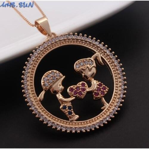 MHS.SUN Fashion Mosaic Zircon Girls Boys Pendants Necklace Gold AAA CZ Chain Necklace For Women Couple Jewelry Party Gifts