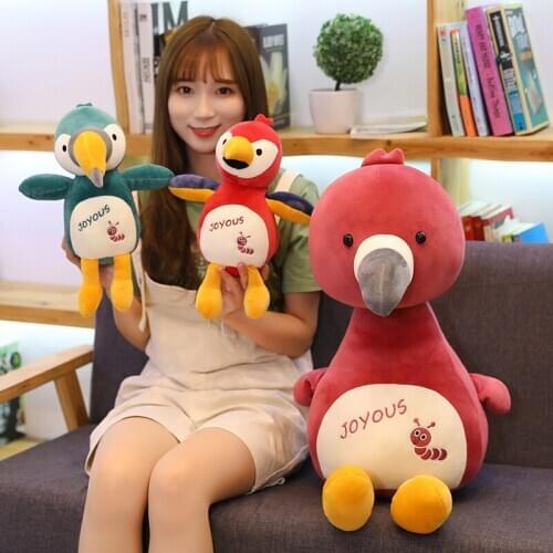 25cm Kawaii Plush Bird Stuffed Toys Lifelike Birds Peluche Parrot Ostrich Toucan Soft Toys for Girls Kids Birthday Gifts