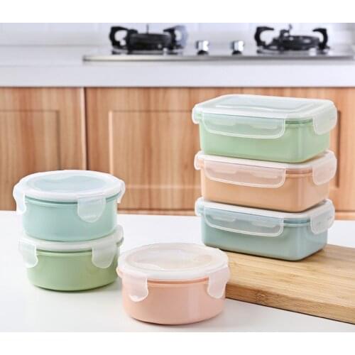 Mini Round Food Storage Box Rectangular Plastic Storage Box Small Lunch Box Kitchen Lunch Box Refrigerator Sealed Box Organizer
