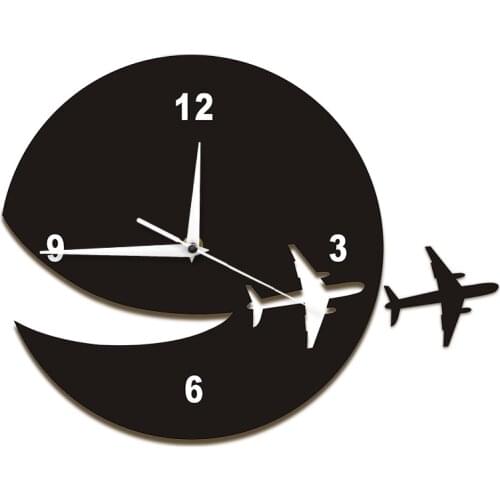 My Plane Flew Away Modern Wall Clock Unique Design Fly Plane Airline Wall Watch Timepiece Plane Escape Clock Home Decoration