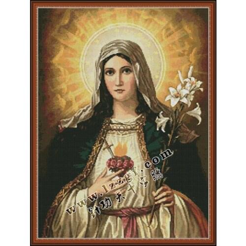 Everlasting Love Marys Heart Chinese Cross Stitch Kits Ecological Cotton Printed 14CT 11CT DIY Gift Wedding Decoration For Home