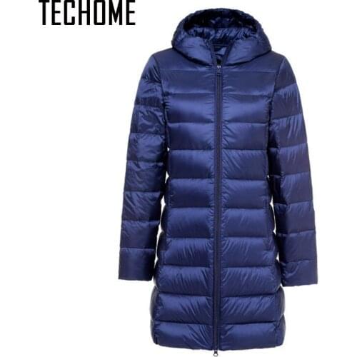 New Brand Ladies Long Winter Warm Coat Women Ultra Light 90% White Duck Down Jacket Womens Hooded Parka Female Jackets