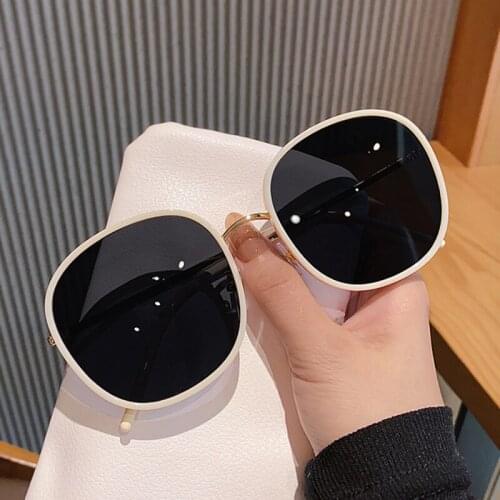 Sunglasses Women Fashion Big Box Round Milky White Glasses Trending Luxury Designer Decorative Glasses Driving Eyeglasses UV400